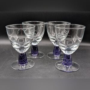 Set 4 Denby Storm Purple Stem Wine Water Glasses Goblets
